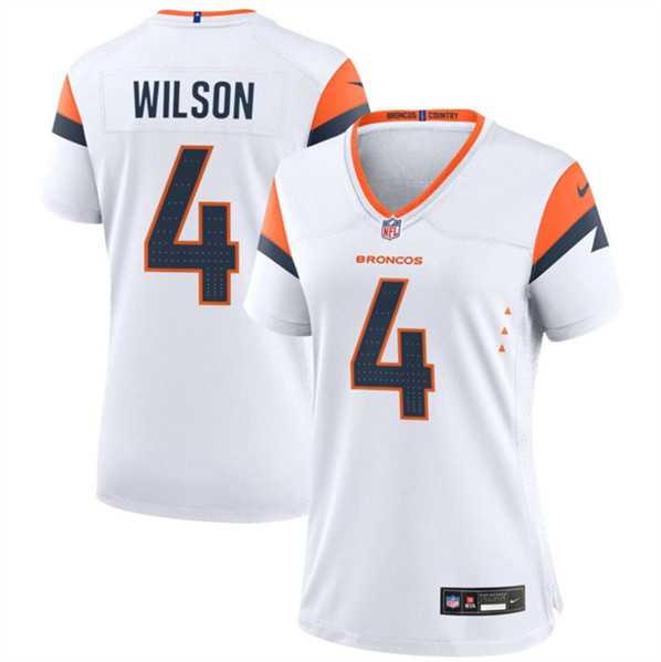 Womens Denver Broncos #4 Zach Wilson White 2024 Stitched Jersey Dzhi->women nfl jersey->Women Jersey